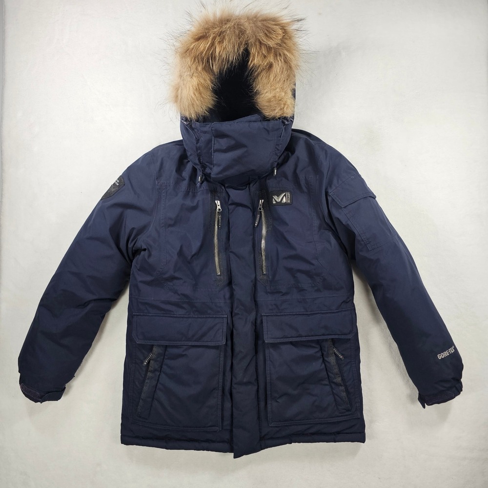 Millet Parka Jacket Mens 95 Navy Blue Gore-Tex Alpine Expedition Down Hooded